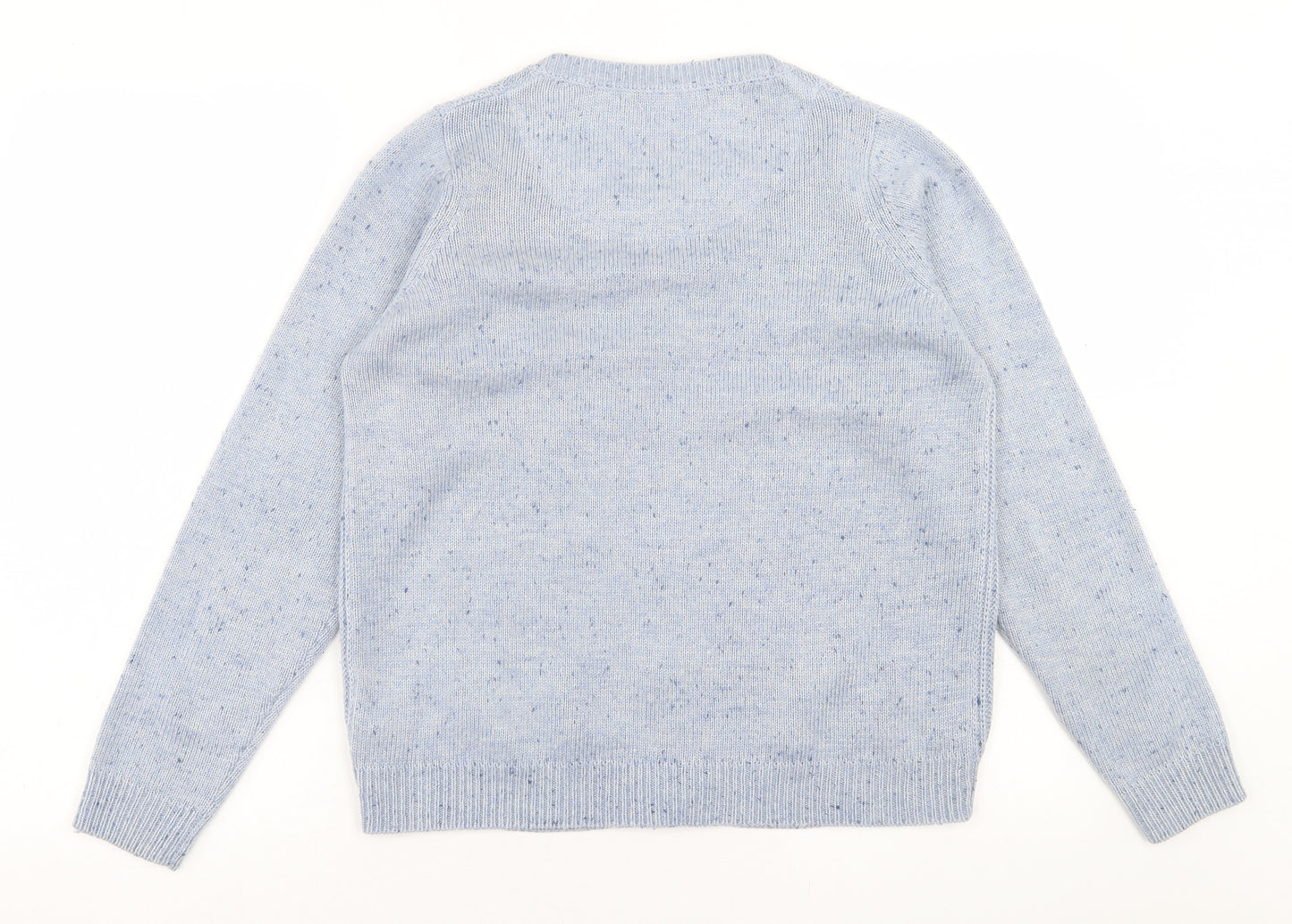 ble Womens Blue Crew Neck  Acrylic Cardigan Jumper Size S