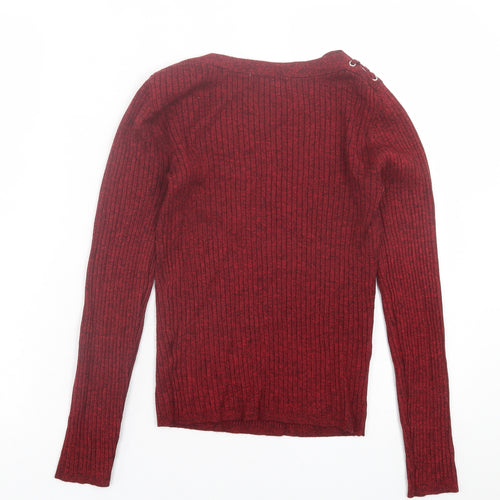 TU Womens Red Crew Neck  Viscose Pullover Jumper Size 8