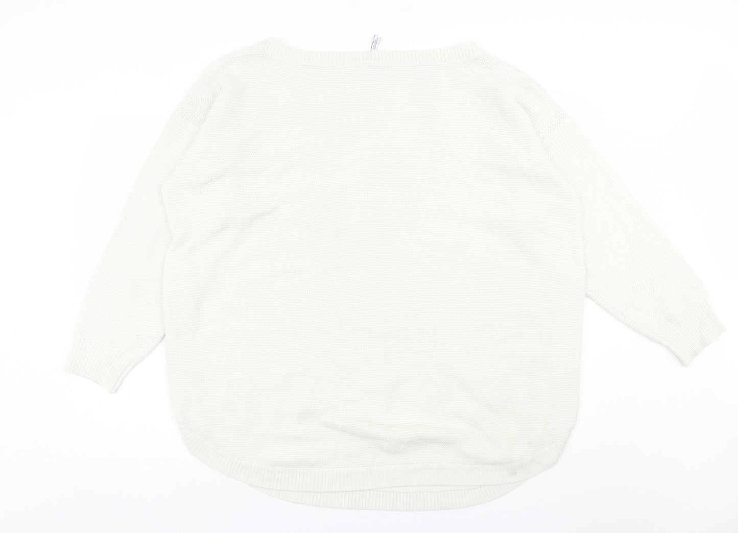 CAPSULE Womens White Crew Neck  Acrylic Pullover Jumper Size M
