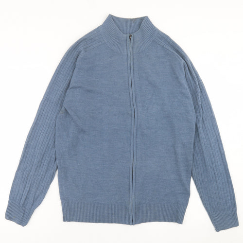 South Bay Mens Blue High Neck  Acrylic Full Zip Jumper Size S