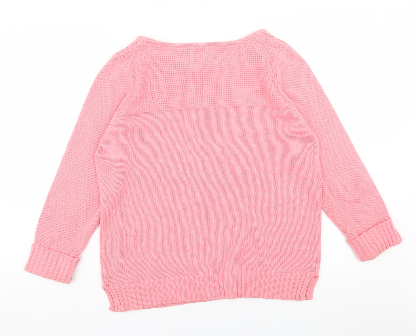 Papaya Womens Pink Crew Neck  Cotton Pullover Jumper Size 14