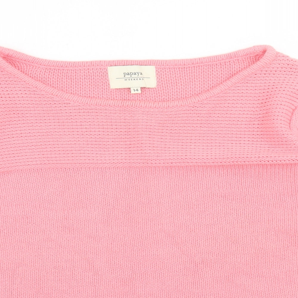 Papaya Womens Pink Crew Neck  Cotton Pullover Jumper Size 14