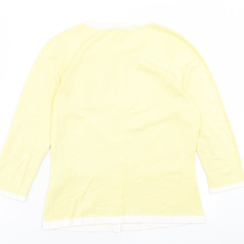 Precis Womens Yellow Crew Neck  Viscose Cardigan Jumper Size S