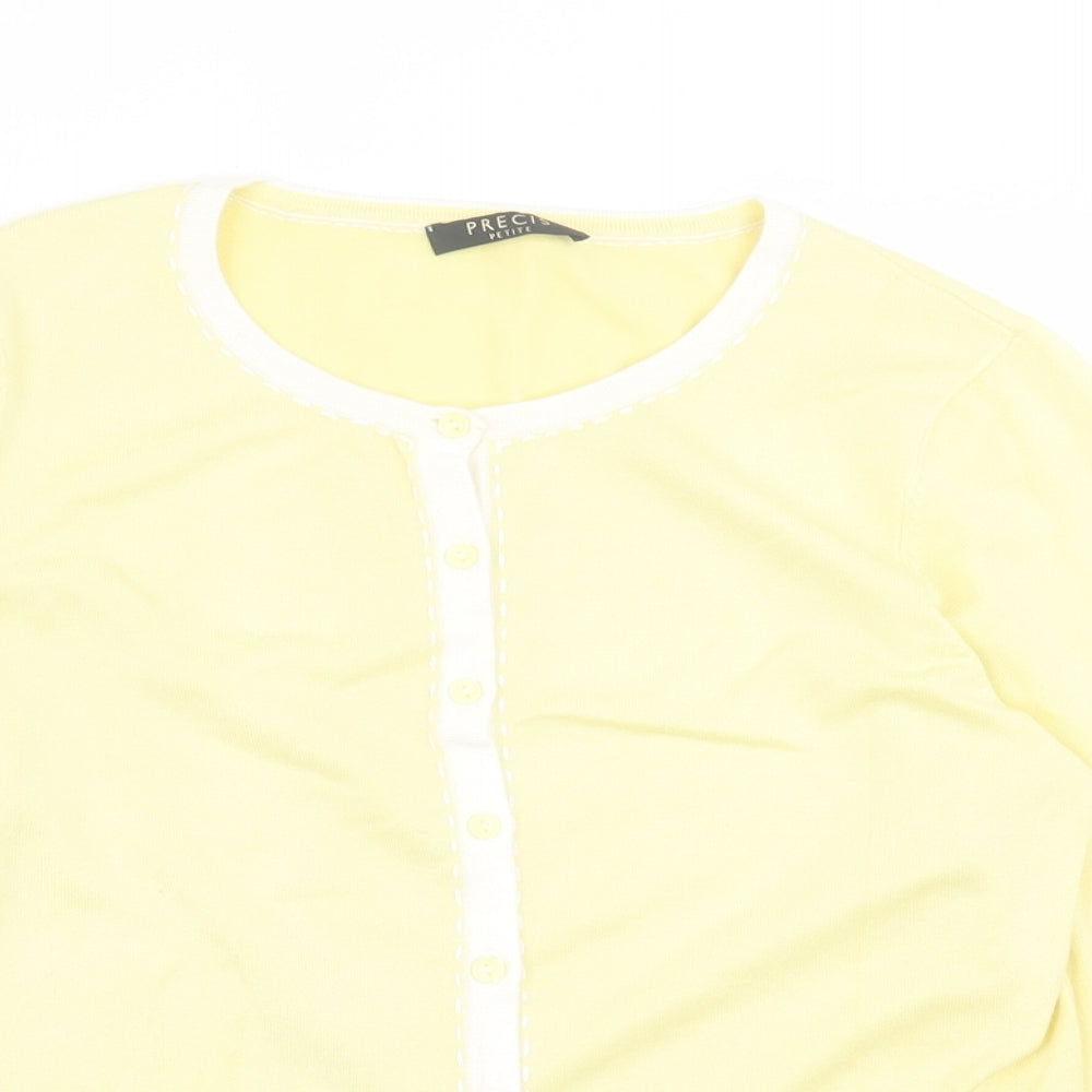 Precis Womens Yellow Crew Neck  Viscose Cardigan Jumper Size S