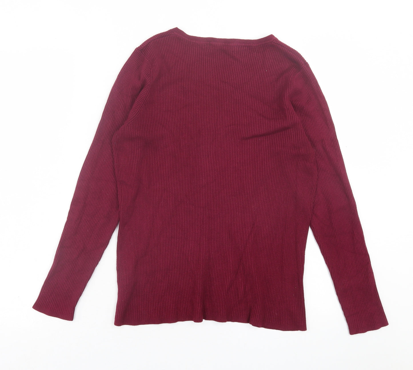 Marks and Spencer Womens Purple V-Neck  Viscose Pullover Jumper Size 16