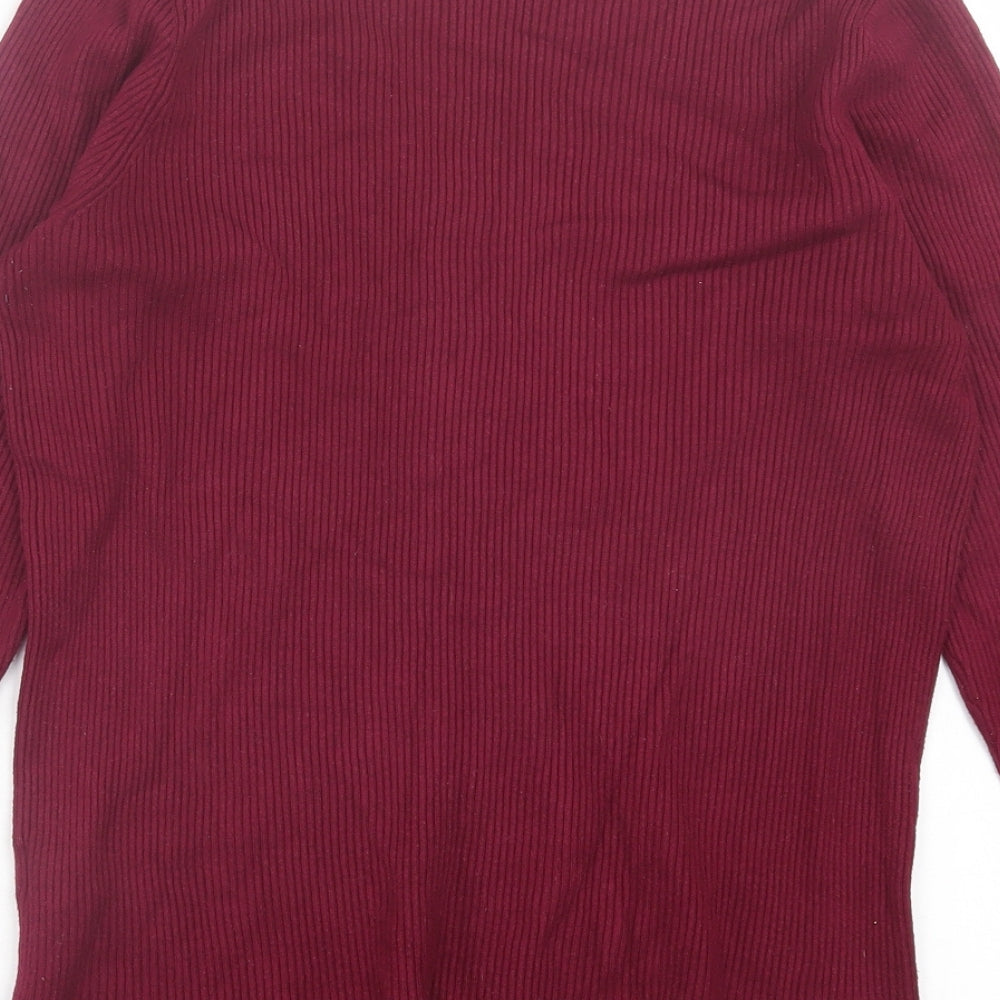 Marks and Spencer Womens Purple V-Neck  Viscose Pullover Jumper Size 16