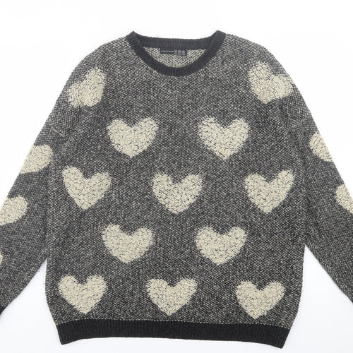 Atmosphere Womens Grey Crew Neck Geometric Acrylic Pullover Jumper Size 14