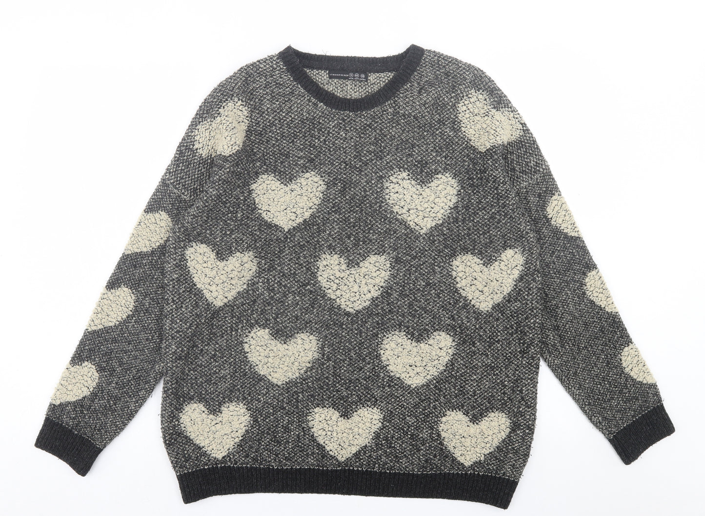 Atmosphere Womens Grey Crew Neck Geometric Acrylic Pullover Jumper Size 14