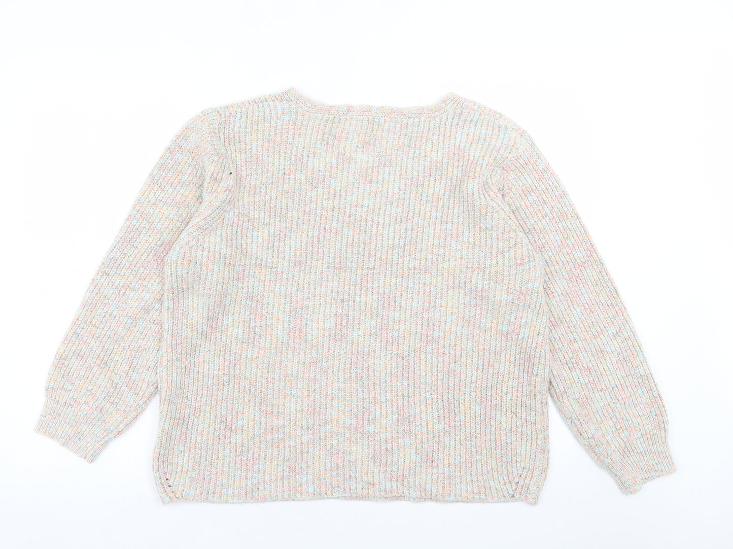 bonmarch Womens Multicoloured V-Neck  Acrylic Pullover Jumper Size 18