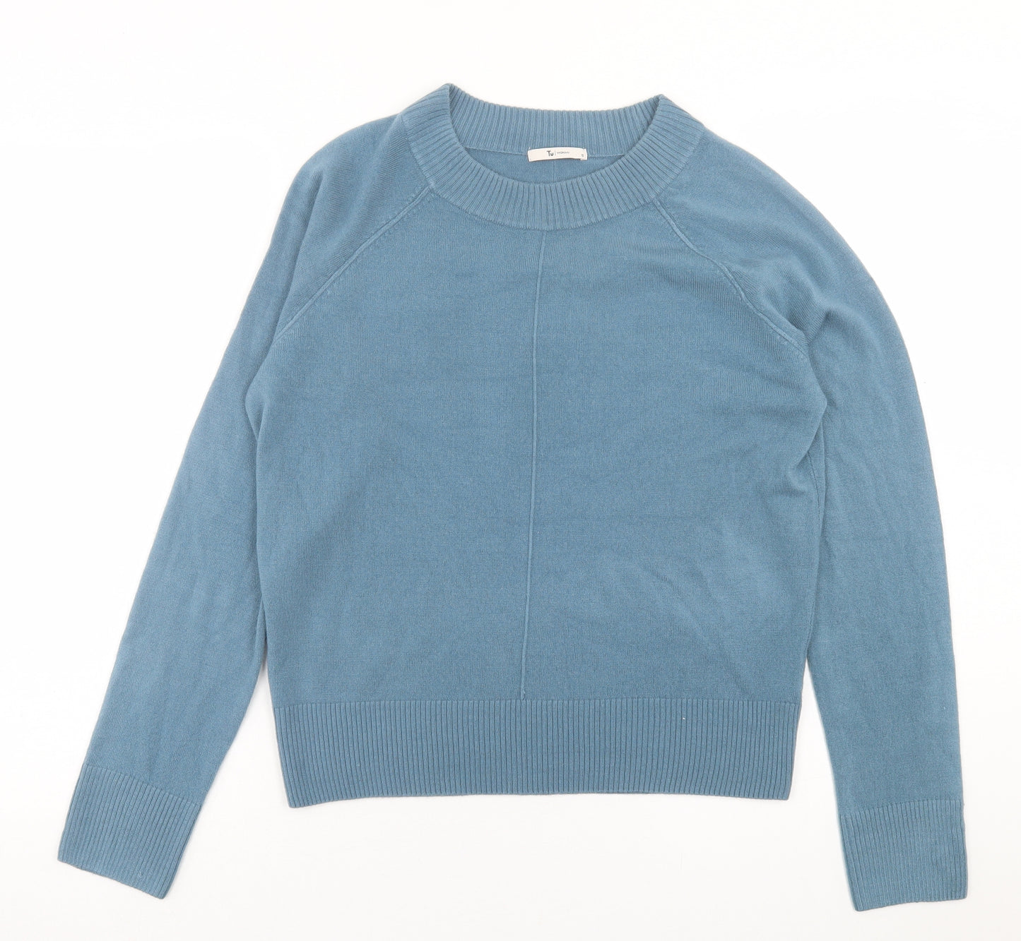 TU Womens Blue Crew Neck  Acrylic Pullover Jumper Size 12