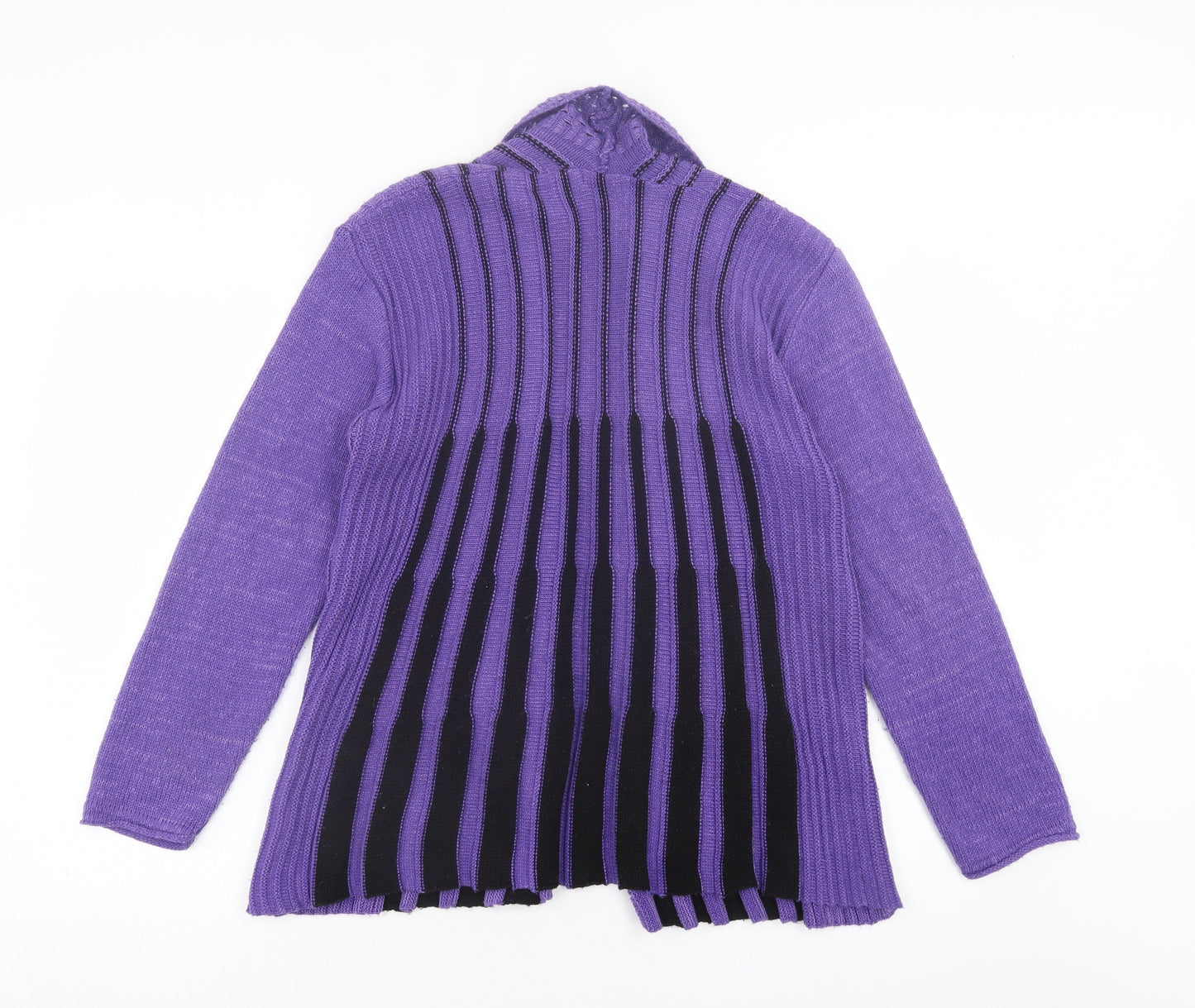 Glimpse Design Womens Purple V-Neck Striped Acrylic Cardigan Jumper Size S
