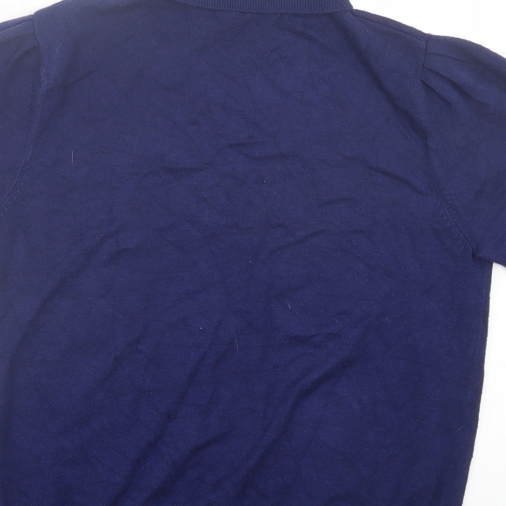 Dorothy Perkins Womens Blue  Viscose Basic T-Shirt Size 14 Roll Neck