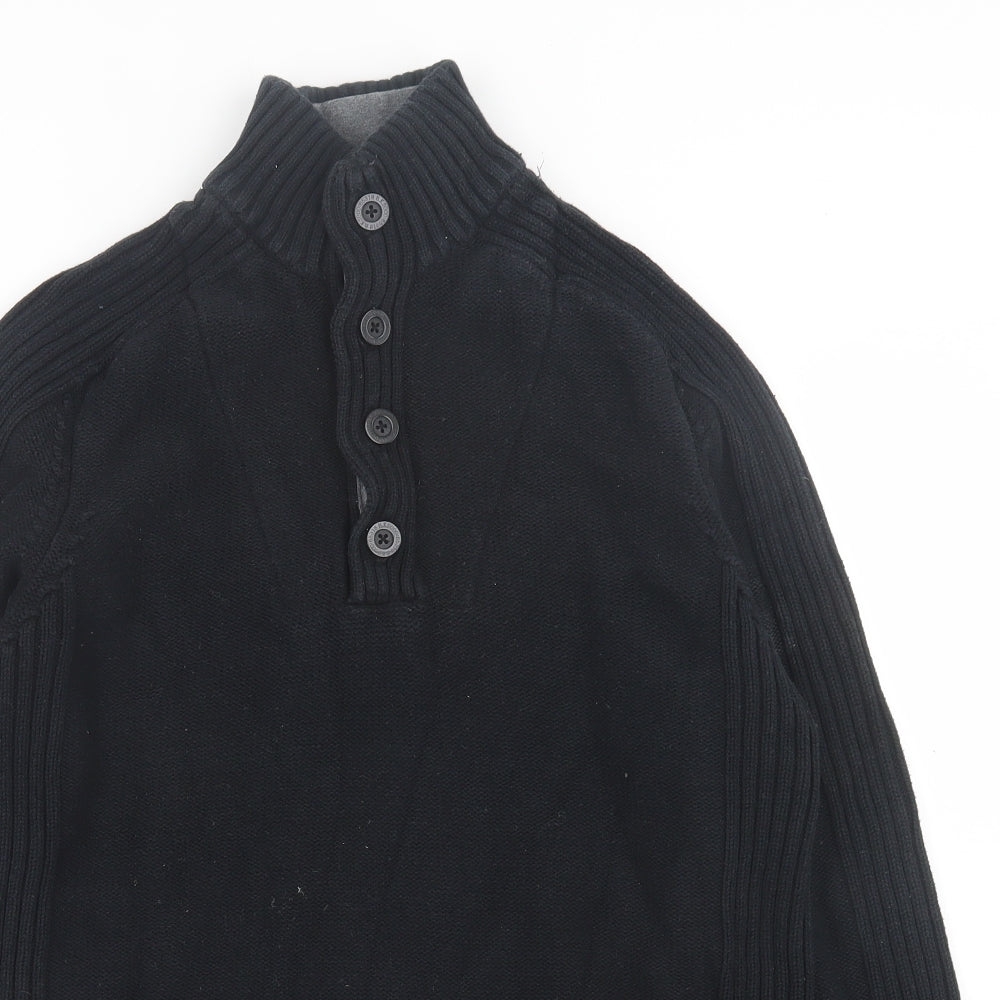 nurton Mens Black High Neck  Cotton Pullover Jumper Size L