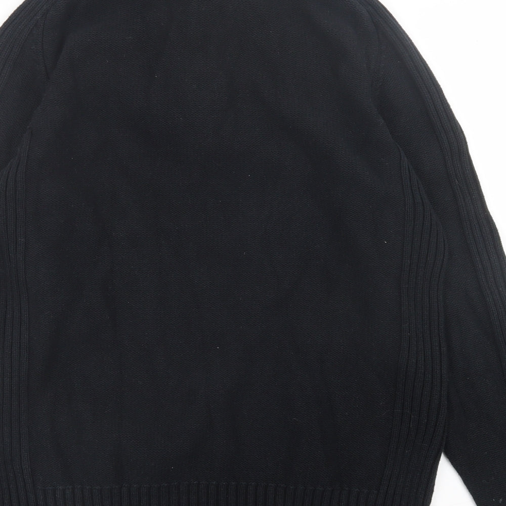 nurton Mens Black High Neck  Cotton Pullover Jumper Size L
