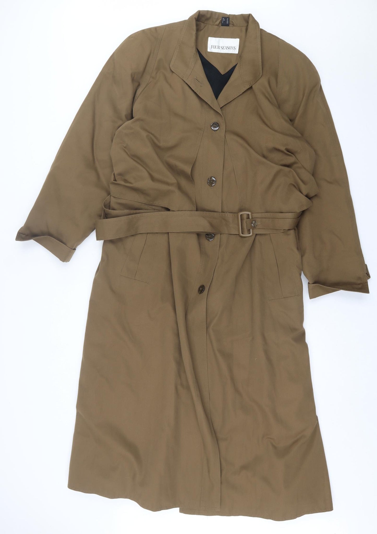 Four Seasons Womens Green   Trench Coat Coat Size 16  Button