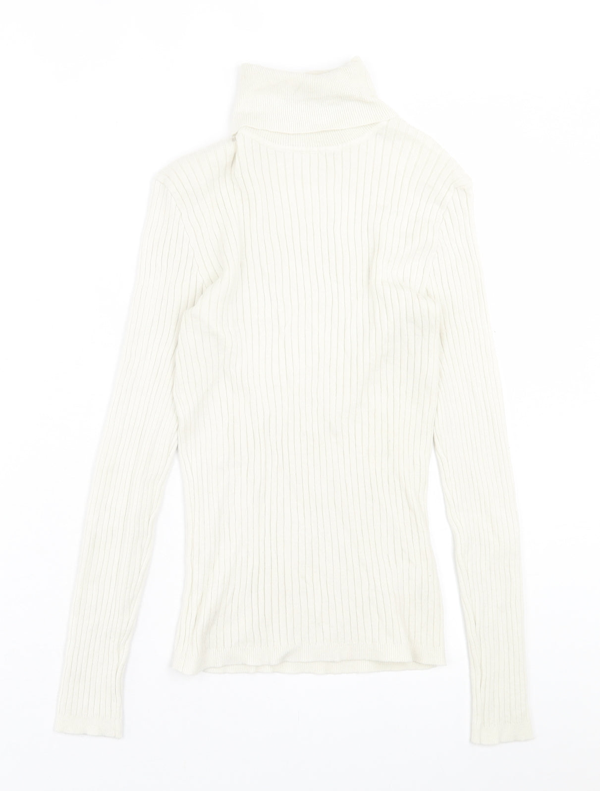 Primark Womens White Roll Neck  Viscose Pullover Jumper Size M