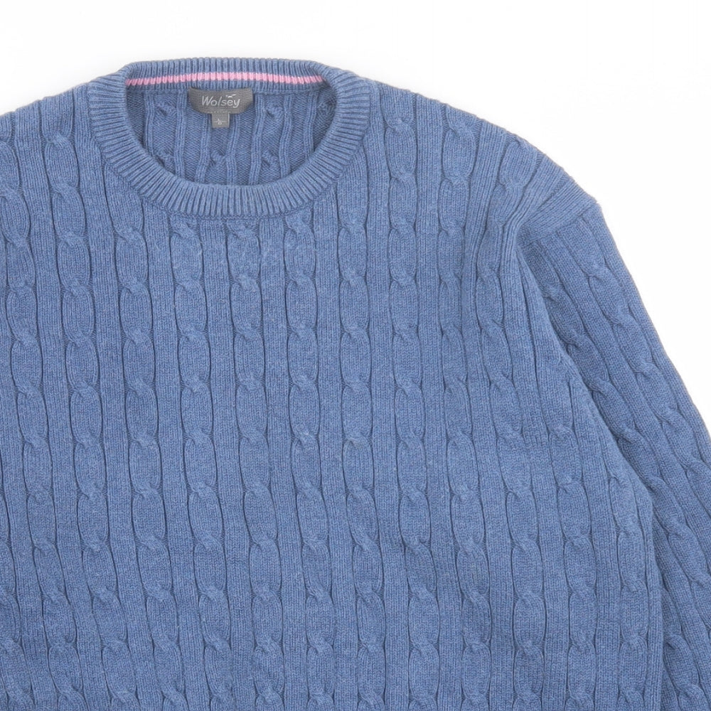 Wolsey Mens Blue Crew Neck  Cotton Pullover Jumper Size L