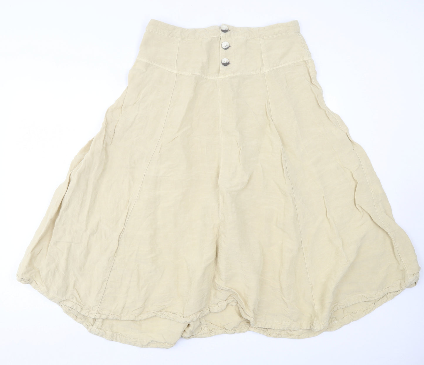 Zara Womens Beige  Linen A-Line Skirt Size L   Button