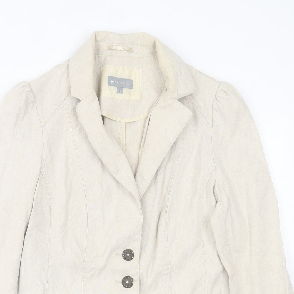 Per Una Womens Beige   Jacket Blazer Size 10  Button
