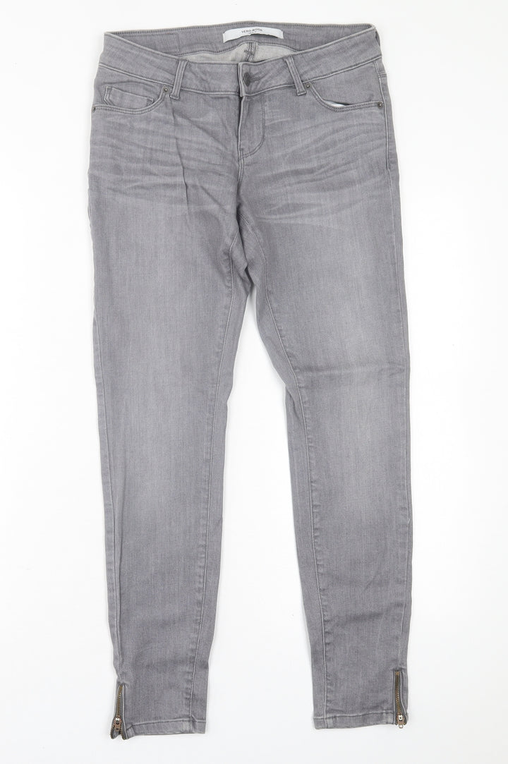 VERO MODA Womens Grey Cotton Straight Jeans Size 30 in L27 in Regular Button