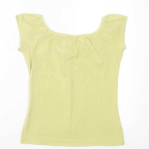 Wallis Womens Green  Cotton Basic T-Shirt Size 10 Boat Neck