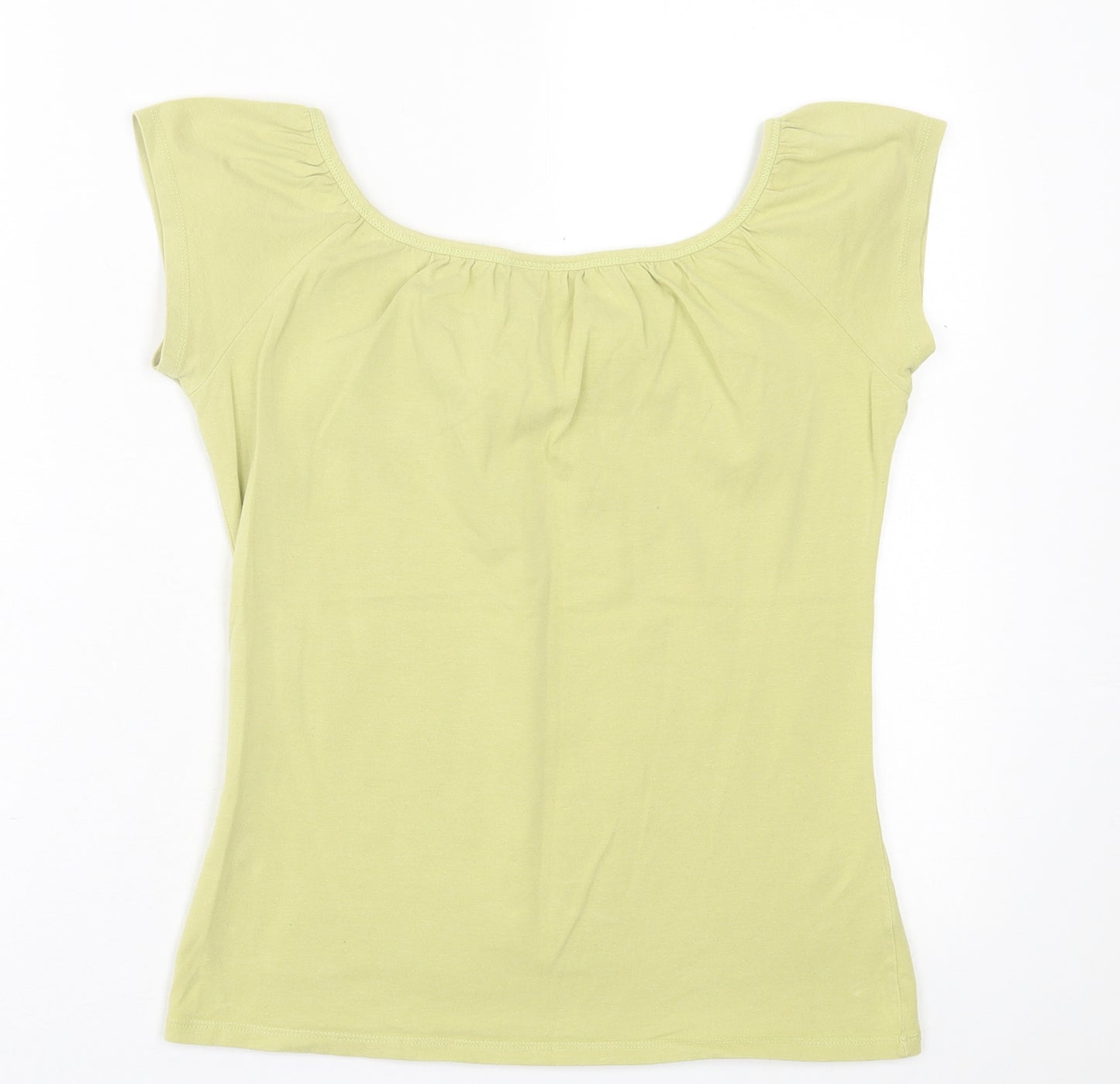 Wallis Womens Green  Cotton Basic T-Shirt Size 10 Boat Neck