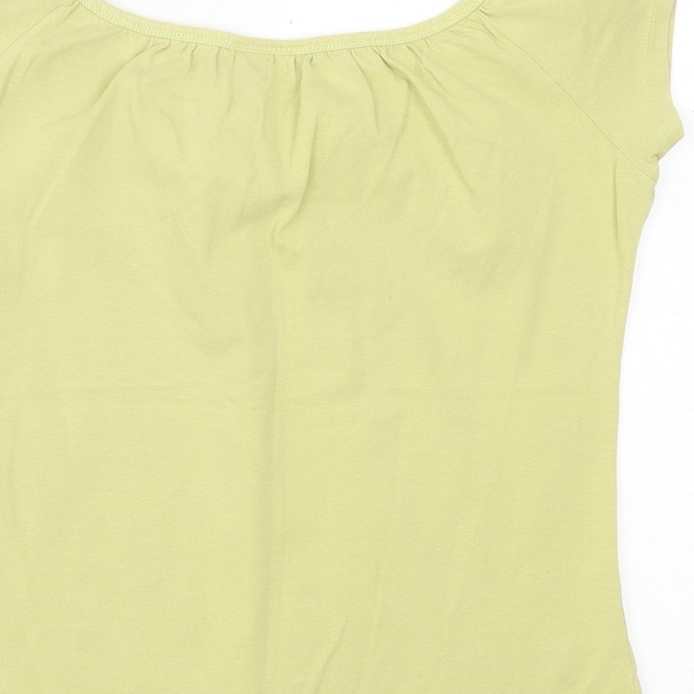 Wallis Womens Green  Cotton Basic T-Shirt Size 10 Boat Neck