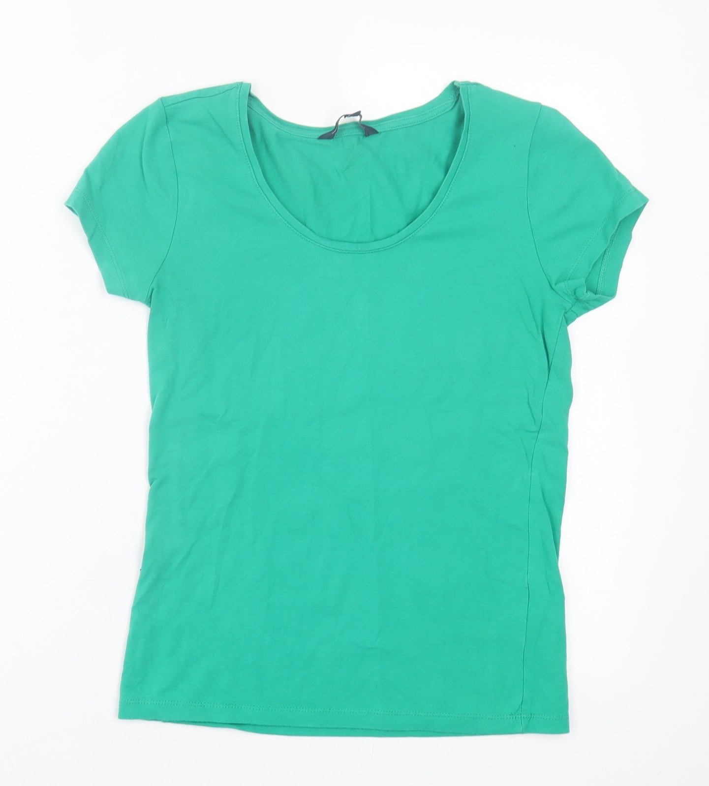 French Connection Womens Green  Cotton Basic T-Shirt Size S Crew Neck