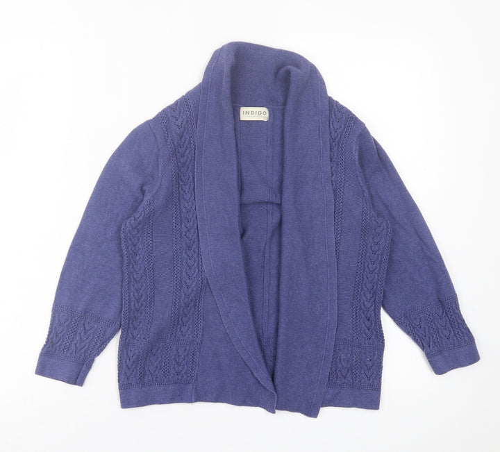 Indigo Womens Purple V-Neck Cotton Cardigan Jumper Size 8