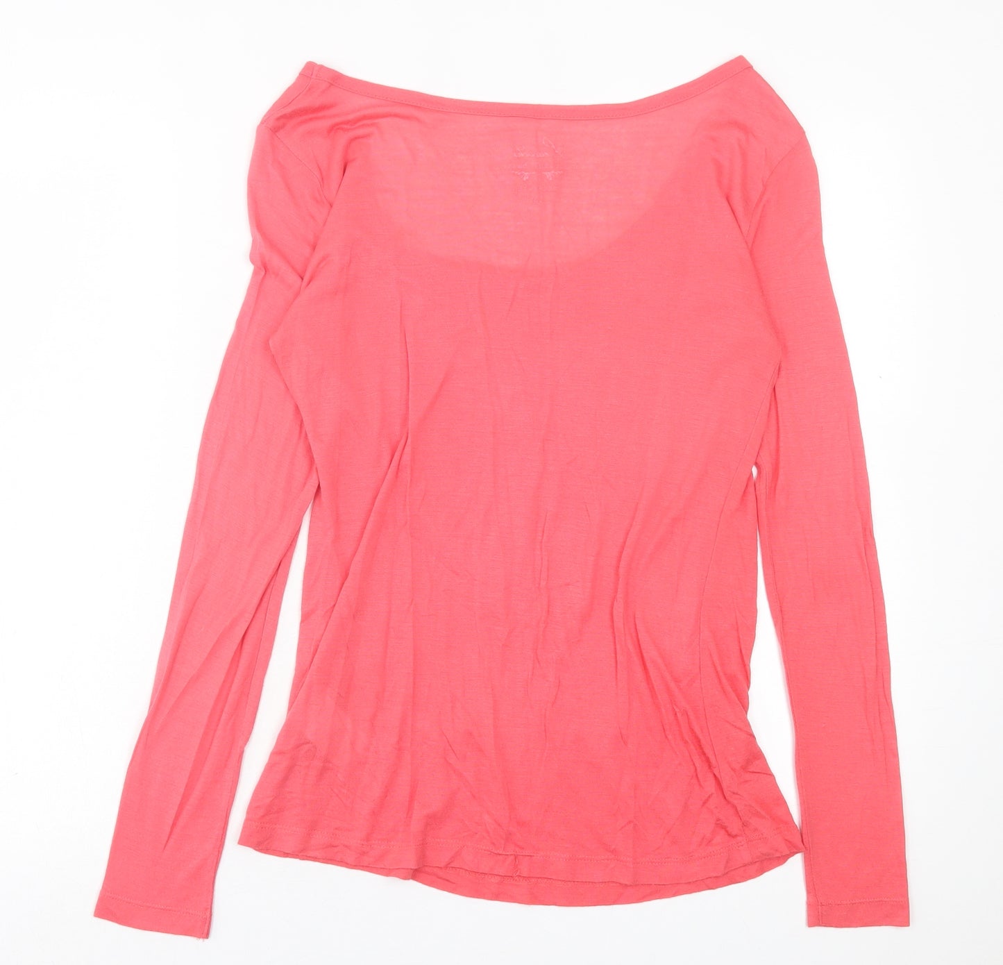 Peacocks Womens Pink  Modal Basic T-Shirt Size 10 Scoop Neck