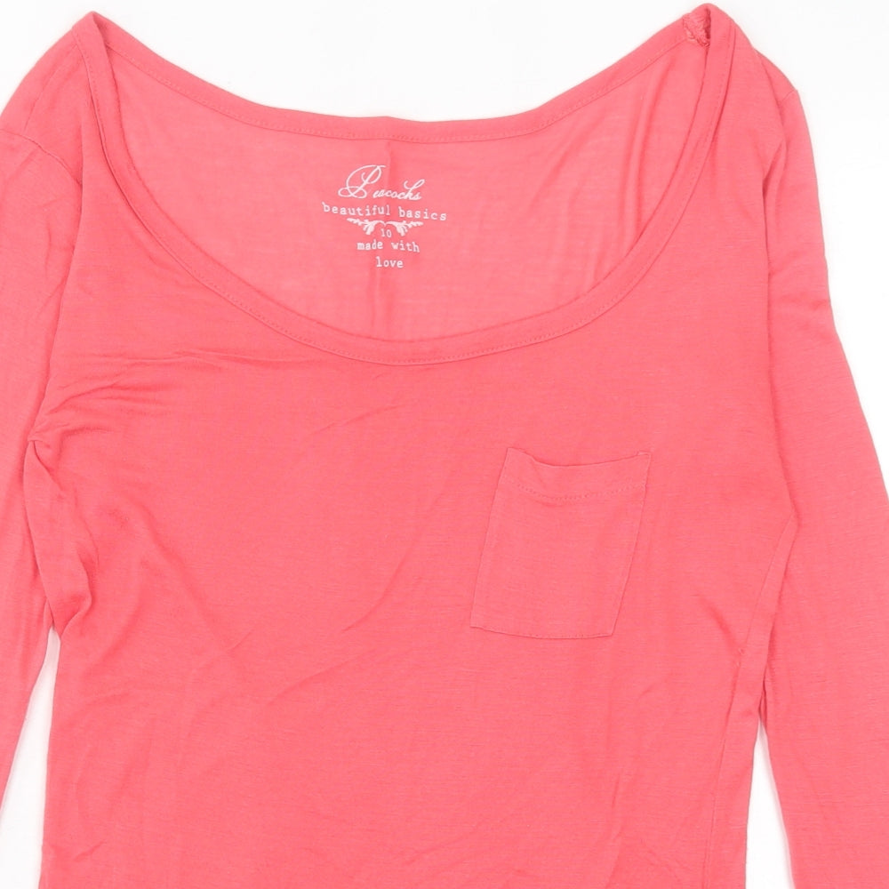 Peacocks Womens Pink  Modal Basic T-Shirt Size 10 Scoop Neck