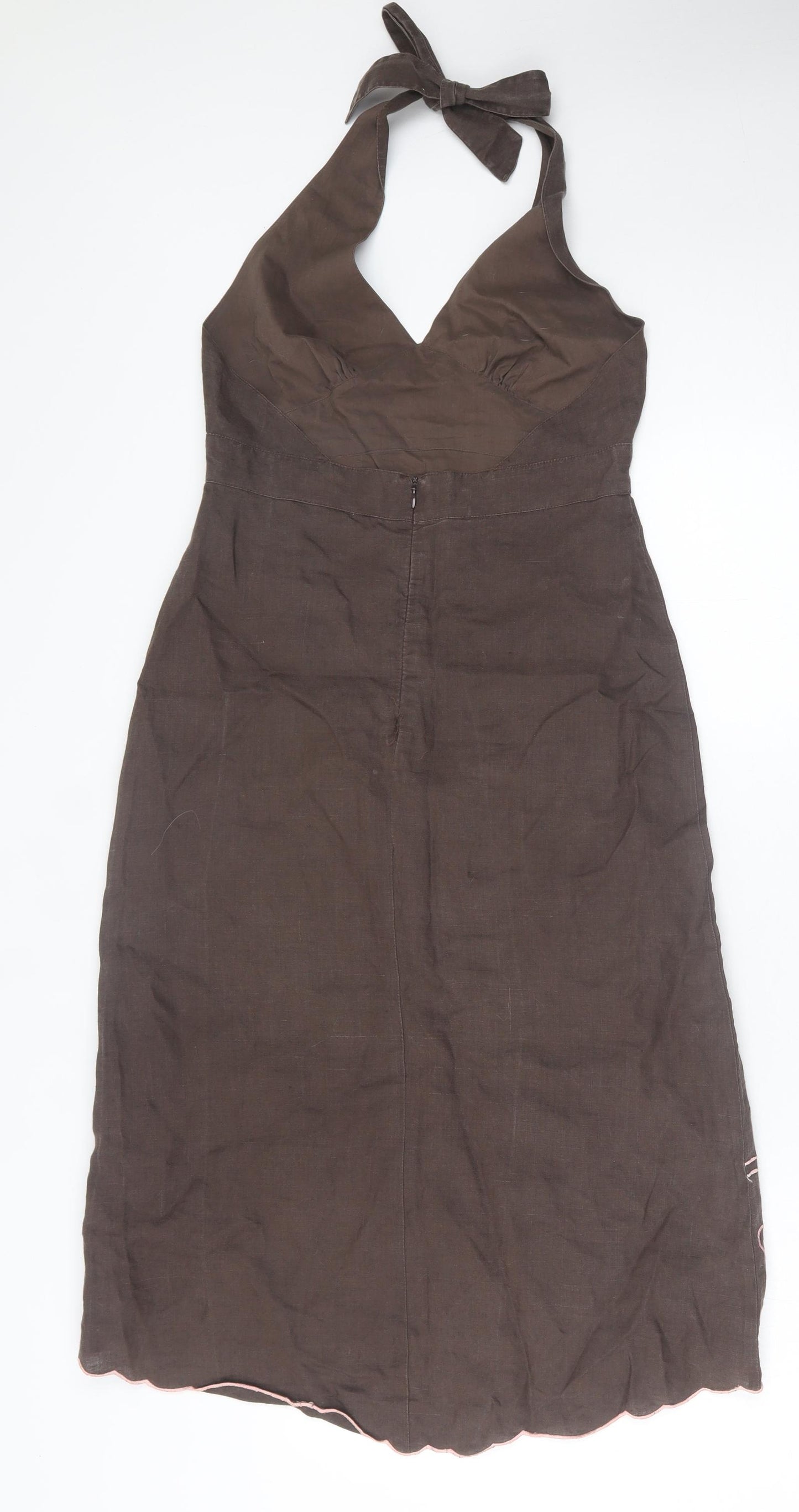 Therapy Womens Brown Geometric Viscose A-Line  Size 8  Halter Tie