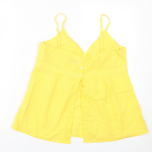 Internacionale  Womens Yellow  Cotton Basic Tank Size 14 V-Neck