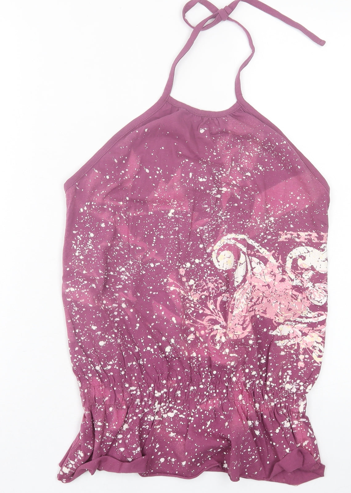 Kikit Womens Purple Geometric Cotton Basic Tank Size 12 Halter