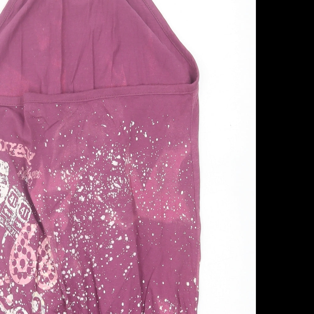 Kikit Womens Purple Geometric Cotton Basic Tank Size 12 Halter