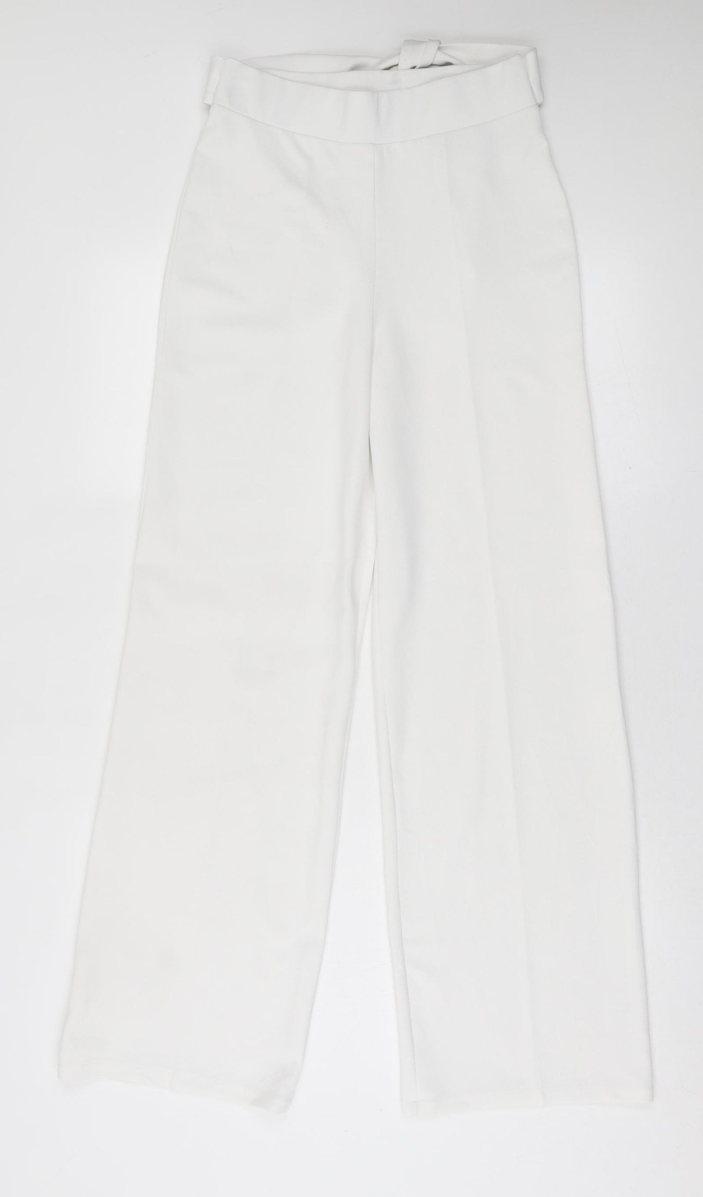 Miss Selfridge Womens White  Polyester Trousers  Size 8 L30 in Regular Tie