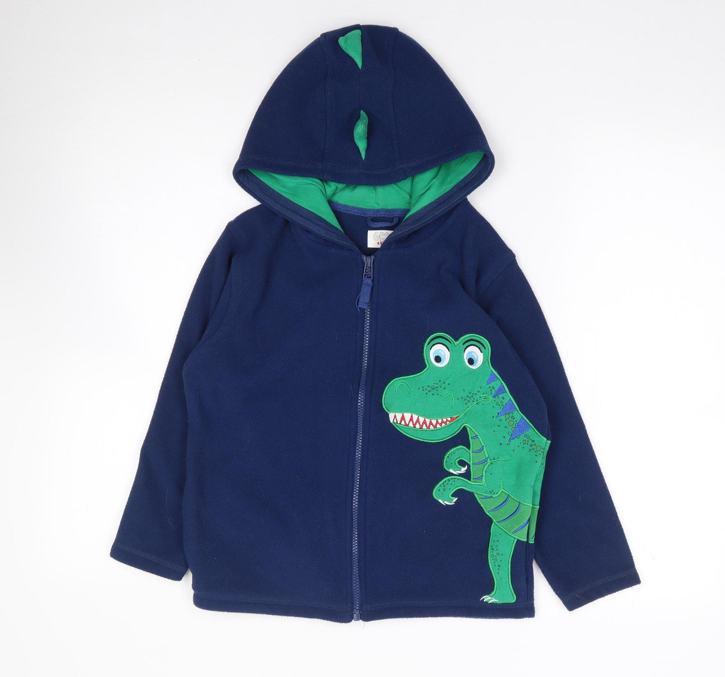 Edinburgh Woollen Mill Boys Blue  Polyester Full Zip Hoodie Size 7-8 Years  Zip - Dinosaur