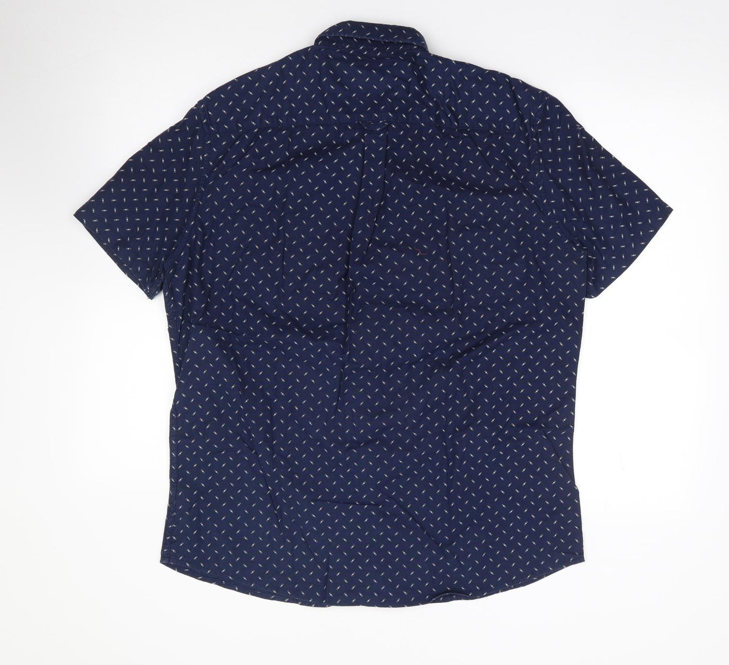 Burton Mens Blue Geometric Cotton  Button-Up Size L Collared Button