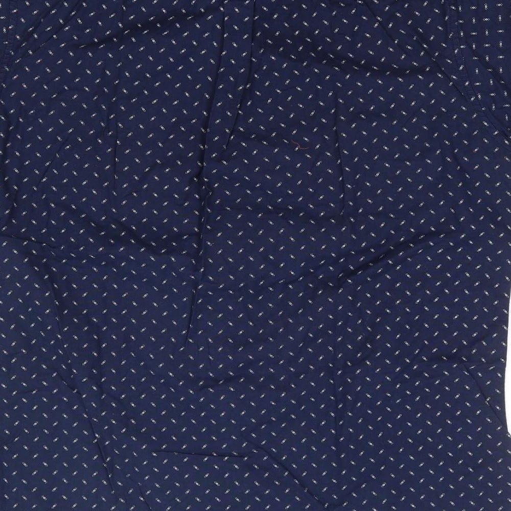 Burton Mens Blue Geometric Cotton  Button-Up Size L Collared Button