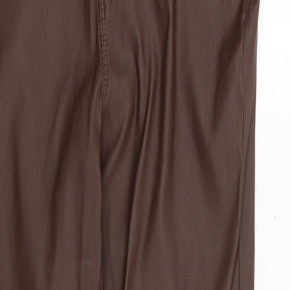 Primark Womens Brown  Polyester Trousers  Size 12 L29 in Regular Zip