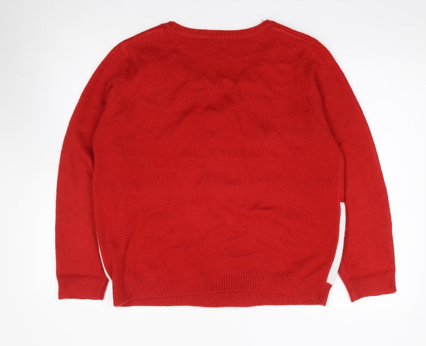 M&Co Womens Red Round Neck  Acrylic Pullover Jumper Size 16   - Christmas