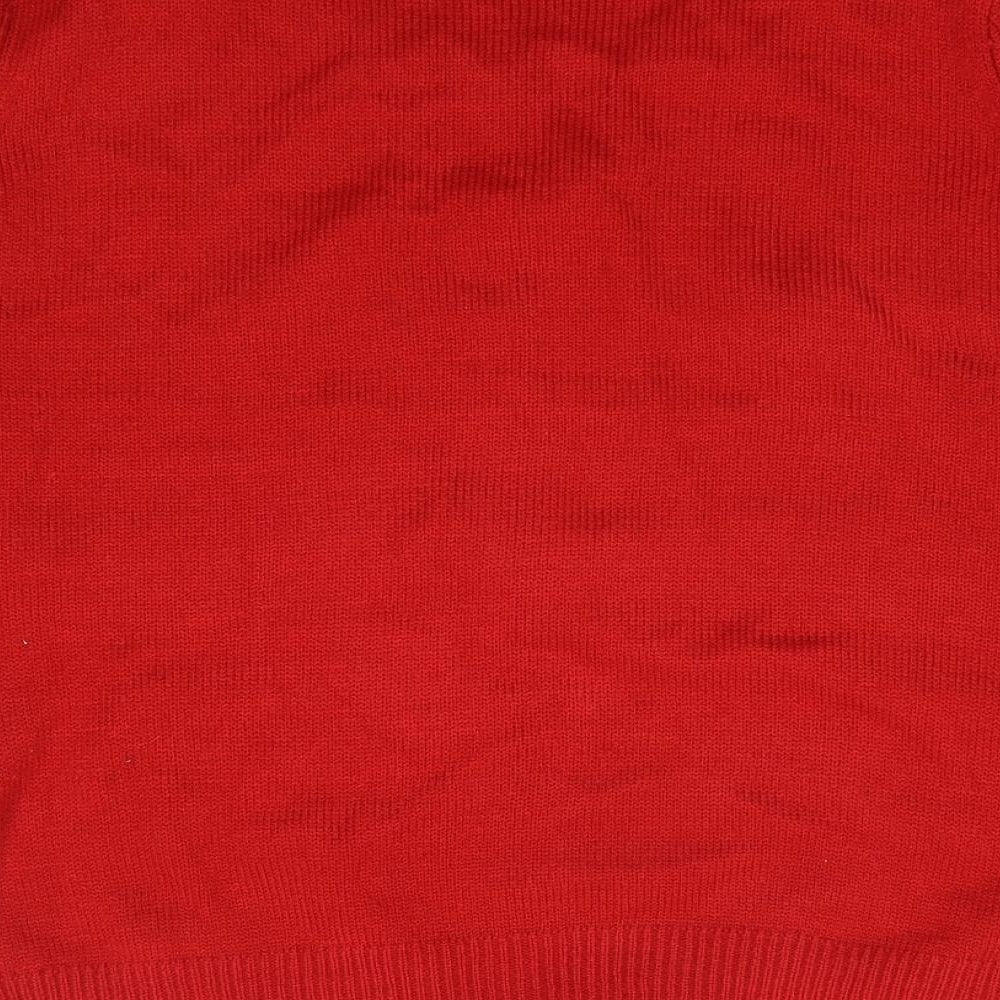 M&Co Womens Red Round Neck  Acrylic Pullover Jumper Size 16   - Christmas