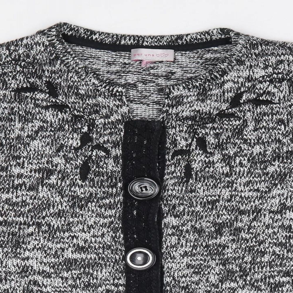 Per Una Womens Black Crew Neck  Acrylic Cardigan Jumper Size L