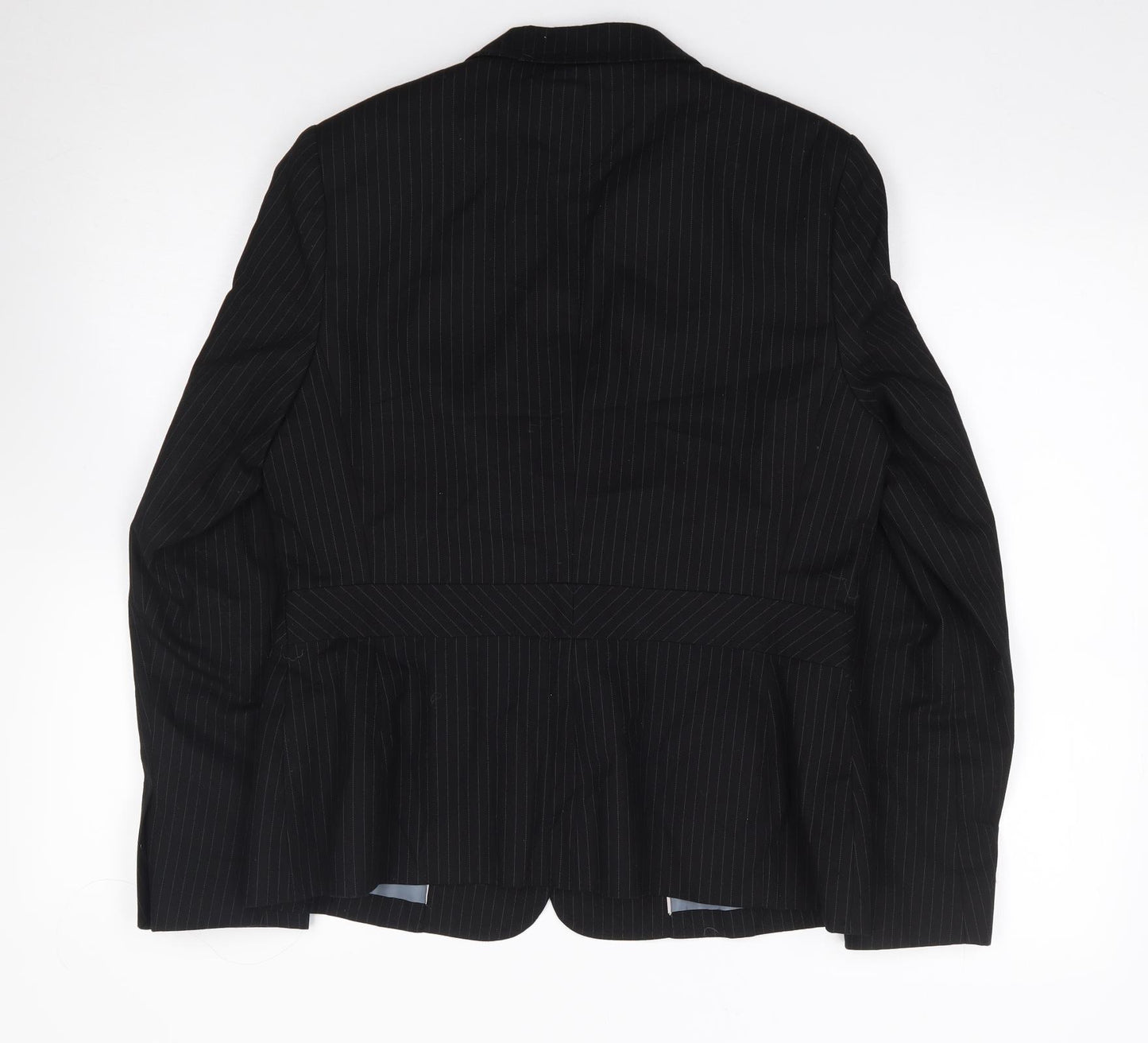 AMARANTO Womens Black Pinstripe Cotton Jacket Suit Jacket Size 14