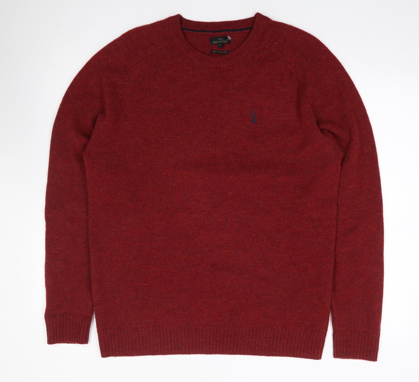 Next  Mens Red Crew Neck  Wool Pullover Jumper Size L