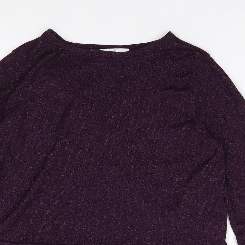 Wallis Womens Purple Round Neck  Viscose Pullover Jumper Size 12