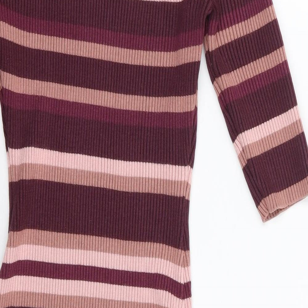 Lu NYC Womens Multicoloured Striped Polyester Jumper Dress  Size XS  High Neck Pullover