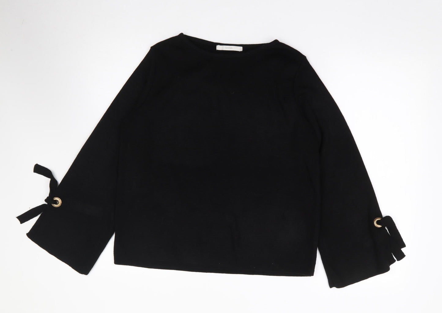 George Womens Black Round Neck  Acrylic Pullover Jumper Size 14