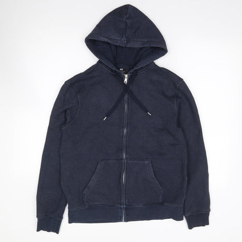H&M  Mens Blue  Cotton Full Zip Hoodie Size S