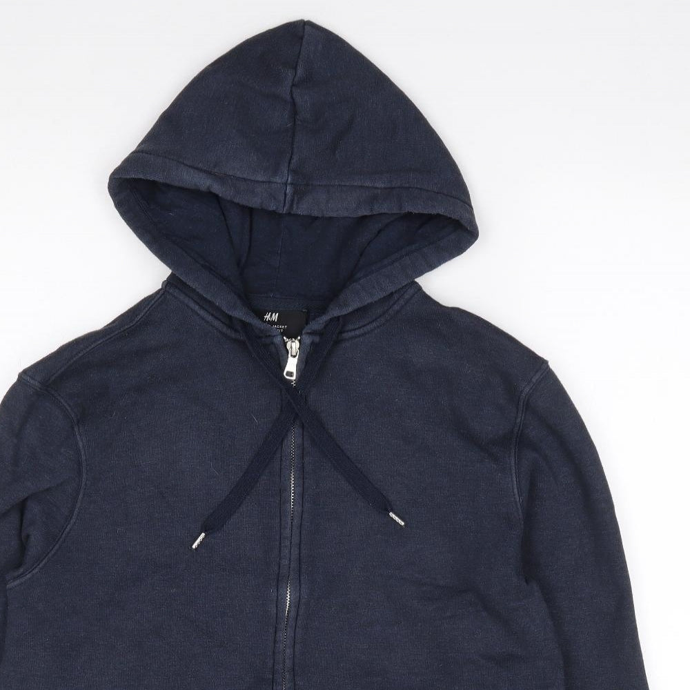H&M  Mens Blue  Cotton Full Zip Hoodie Size S